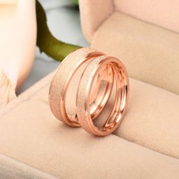 Yellow Chimes Set of 2 Rose Gold Plated Stainless Steel Couple Rings-25