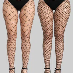 PLUMBURY Pack of 2 Mesh High Waist Stretchable Stockings-picture-12