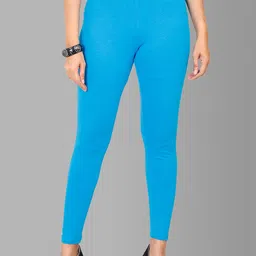 Feather Soft Elite Women Turquoise Blue Solid Cotton Legging-image-64