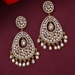 Yellow Chimes Gold-Toned Classic Chandbalis Earrings-19