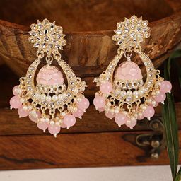 Shining Diva Pink Classic Chandbalis Earrings-image-58