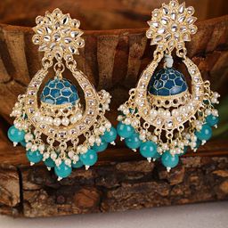 Shining Diva Blue Classic Chandbalis Earrings-image-84