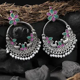 Adwitiya Collection Silver-Toned Circular Chandbalis Earrings-picture-11