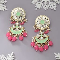 Zaveri Pearls Green Contemporary Chandbalis Earrings-image-70