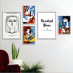 Aura White & Red 5 Piece Wood Other Wall Paintings-picture-27