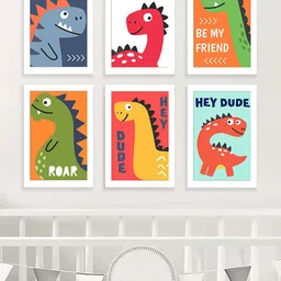 Art Street Kids White & Red 6 Pieces Dino Painting Wall Arts-19
