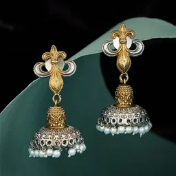 ATIBELLE Silver-Plated Contemporary Jhumkas-63