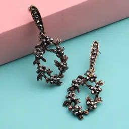 DressBerry Gold Plated Stone-Studded Drop Earrings-image-26