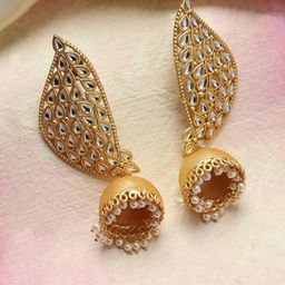 Anouk Gold-Toned Stone Studded Jhumkas-25