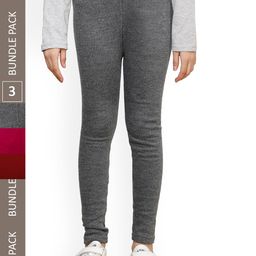 IndiWeaves Girls Pack Of 3 Woolen Ankle Length Leggings-picture-32