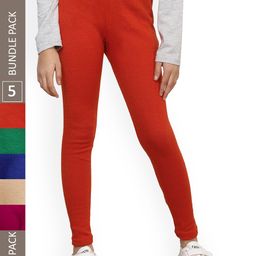 IndiWeaves Girls Pack Of 5 Ankle-Length Wool Leggings-picture-41