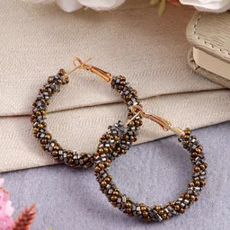 UNIVERSITY TRENDZ Beaded Circular Hoop Earrings-30