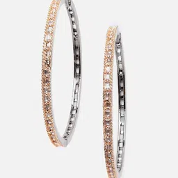 Aazeen Rose Gold-Plated Circular American Diamond Hoop Earrings-12