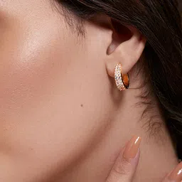 MINUTIAE Gold-Plated Artificial Stones Studded hoop Earrings-11