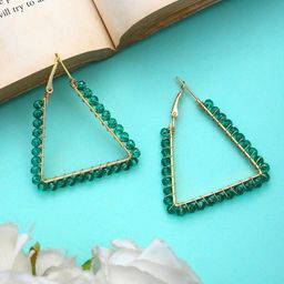 Mali Fionna Gold-Plated Triangular Crystals Hoop Earrings-53