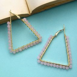 Mali Fionna Gold Plated Crystals Triangular Hoop Earrings-48
