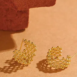 VIEN Gold-Plated Contemporary Half Hoop Earrings-16