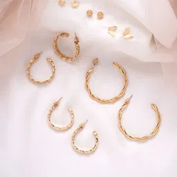 BEWITCHED Gold-Toned Contemporary Set of 6 Half Hoop Earrings-16