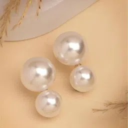 DN Creation Gold-Plated Pearls Contemporary Half Hoop Earrings-15