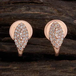 Kushal's Fashion Jewellery Rose Gold Plated Contemporary Half Hoop Earrings-image-62