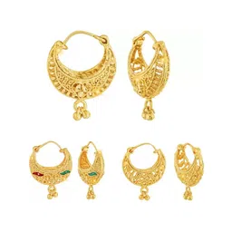 Vighnaharta Set Of 3 Gold-Plated Hoop Earrings-17