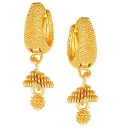 Vighnaharta Gold-Plated Floral Hoop Earrings-image-74