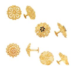 Vighnaharta Gold-Toned Floral Hoop Earrings-image-29