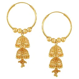 Vighnaharta Gold-Toned Floral Hoop Earrings-15