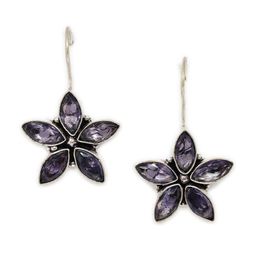 EL REGALO White & Silver-Toned Floral Drop Earrings-picture-0