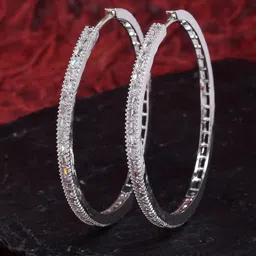 ZENEME Silver-Plated Circular Hoop Earrings-83
