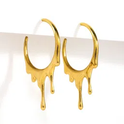 PRIVIU Gold-Plated Circular Half Hoop Earrings-14