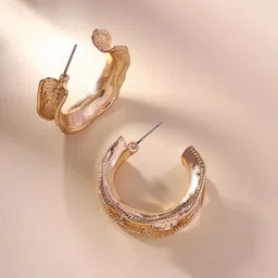 Priyaasi Gold Plated Hoops Earrings-14
