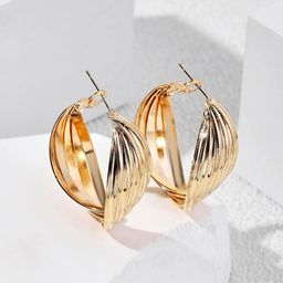 OOMPH Twisted Oval Shaped Hoop Earrings-10