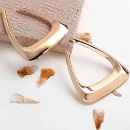 OOMPH Metal Triangle Shape Half Hoop Earrings-13