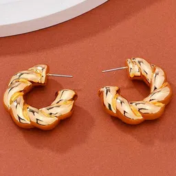 OOMPH Twisted Contemporary Hoop Earrings-48