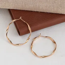 SOHI Women Gold-Toned Gold Plated Hoop Earrings-image-1