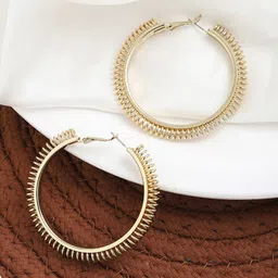 SOHI Women Gold Plated Gold-Toned Circular Hoop Earrings-15