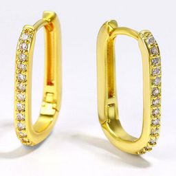 MYKI Gold-Plated Cubic Zirconia-Studded Contemporary Hoop Earrings-21