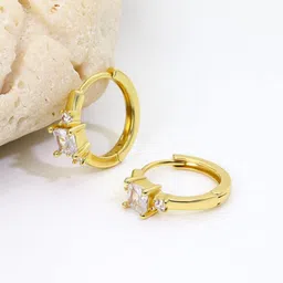 MYKI Gold-Plated American Diamond-Studded Contemporary Hoop Earrings-36
