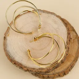 XPNSV Gold Plated Layered Hoop Earrings-19
