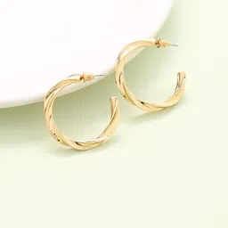 justpeachy Gold-Toned Contemporary Half Hoop Earrings-13