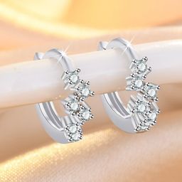 MYKI Silver-Plated Stainless Steel Cubic Zirconia Contemporary Hoop Earrings-18