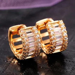 Jewels Galaxy Gold Plated American Diamond CircularHoop Earrings-45