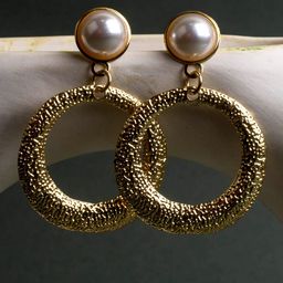 Jewelz Gold-Plated Circular Beaded Drop Earrings-image-19