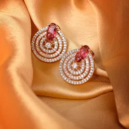 Saraf RS Jewellery Women Jewellery Magenta Contemporary Studs Earrings-17
