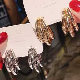 Shining Diva Fashion Set of 2 Gold-Plated Contemporary Hoop Earrings-52
