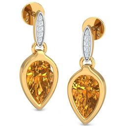 KUBERBOX Citrine Timi Citrine 18KT Gold Diamond-Studded Citrine Earrings-2.73gm-image-36