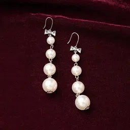 SOHI Silver Plated Pearls Drop Earrings-53