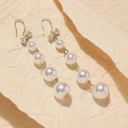 SOHI Gold-Plated Beaded Drop Earrings-34