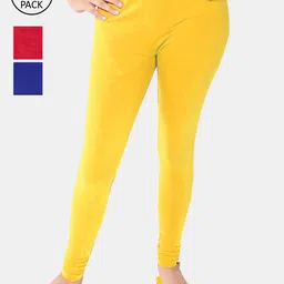 FRENCH KLEIDER Girls Pack Of 3 Solid Churidar-Length Leggings-image-30